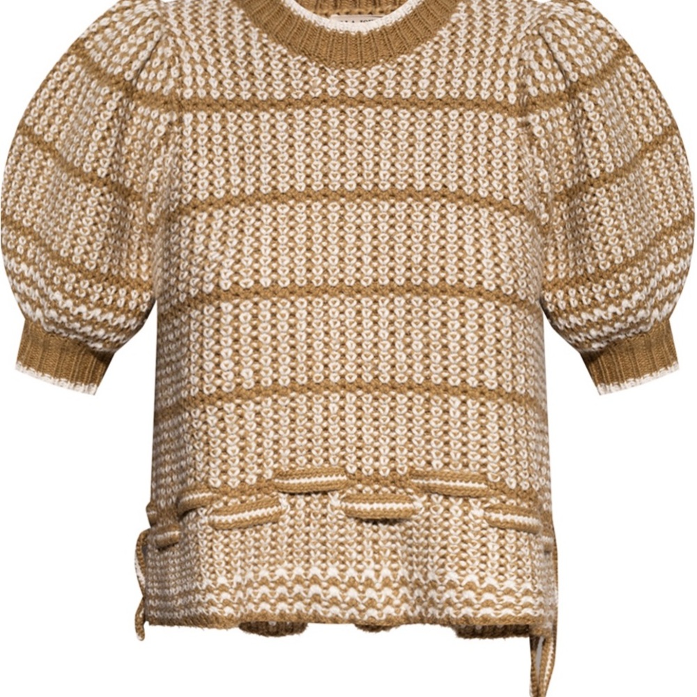 Striped Tan and Cream Women's Sweater
